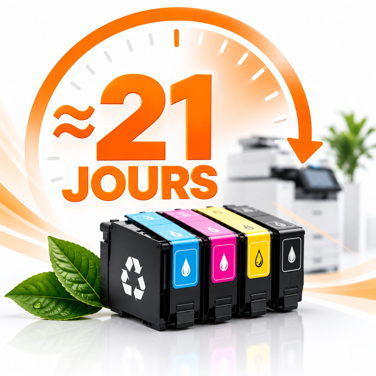 21 jours d'impression restant pour déclencher la commande, pas de remplacement anticipé, pas de gaspillage, un budget maitrisé